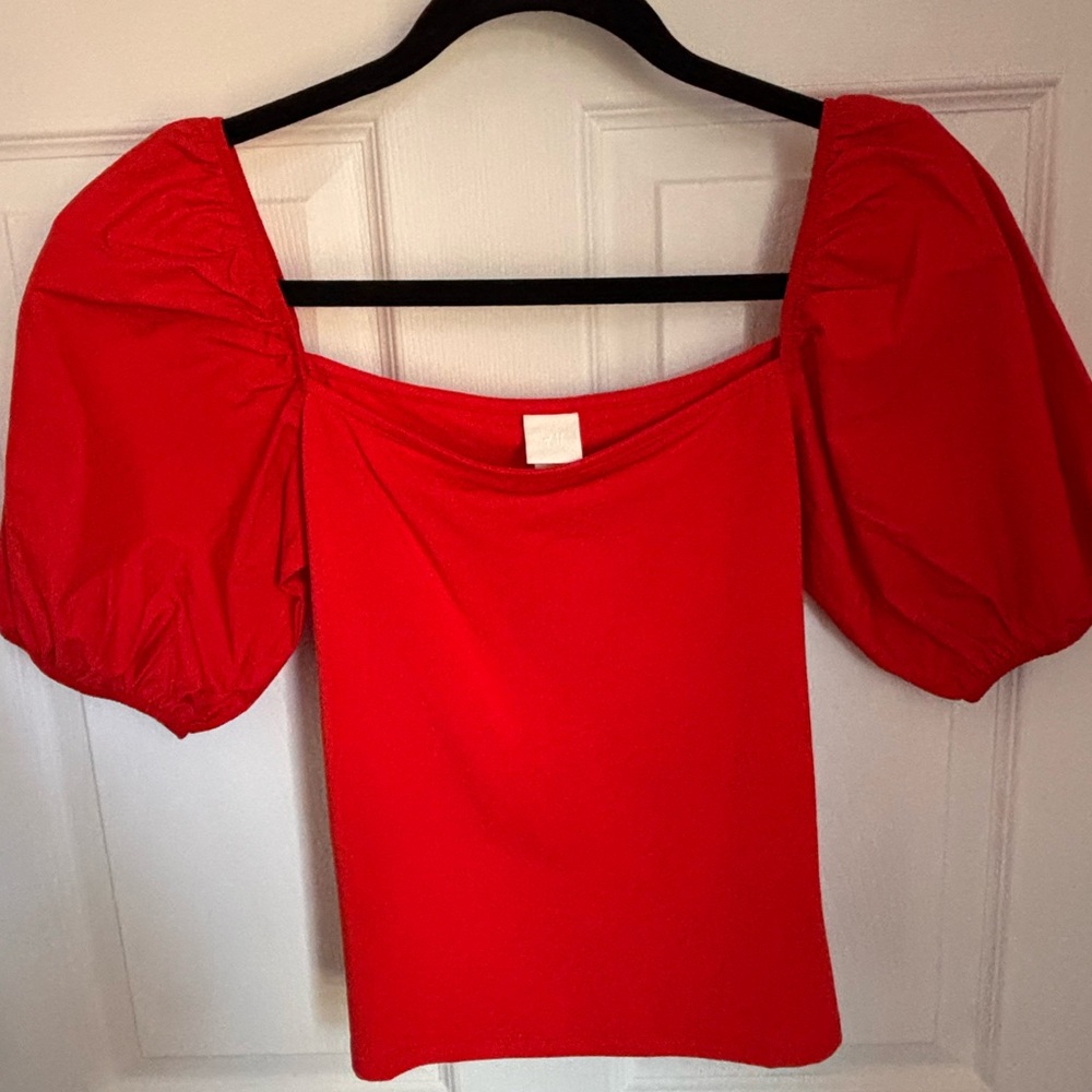 H&M Red Puff Sleeve Top